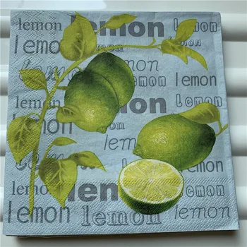 

Decoupag paper napkins wedding birthday party Christmas vintage tissue yellow green orange lemon letters servilletas table decor