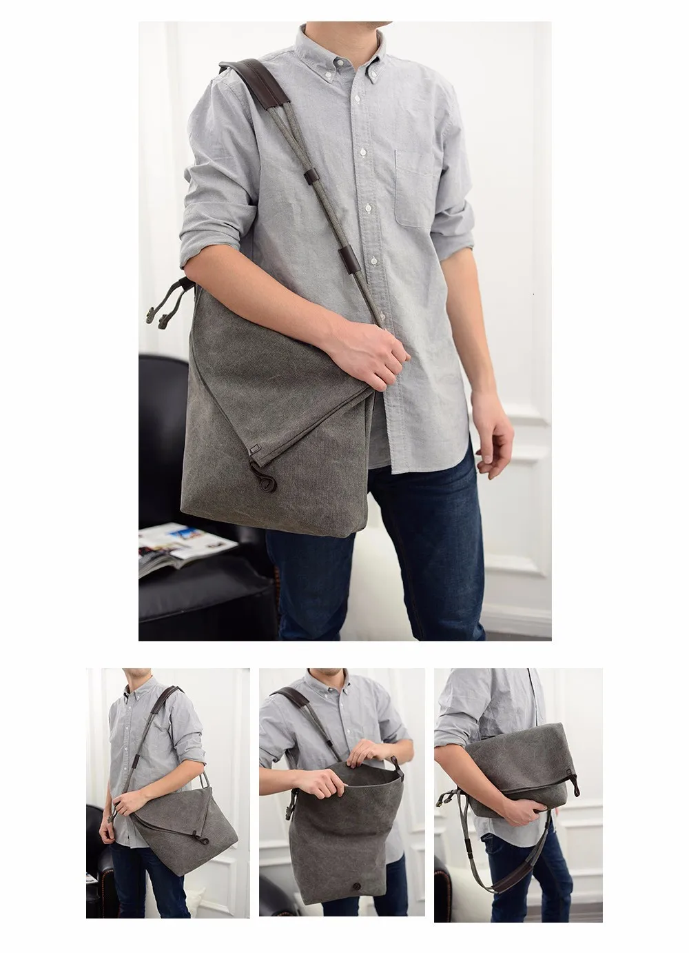 Vintage Canvas Shoulder Bag European And American Style Casual Unisex Handbag Men Women Retro Large Capacity Messenger Bags TTOU (7)