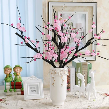 

2Pcs Artificial Plum Blossom Flowers 90cm Long Simulation Plants Tree Branch Silk Flowers for Home Decoration Hotel Display