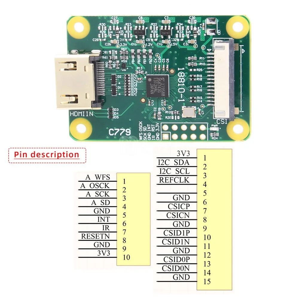   HDMI to CSI-2  , 15  FFC ̺, HDMI Է, ִ 1080 p25fps 