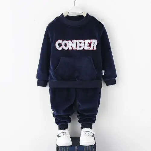Blue CR New Spring Children Toddler Clothing Baby Boys Girl Clothes Suit Kid Sports Hooded Sweater Pants 2pcs/Sets Infant Tracksuit - Цвет: Blue CR