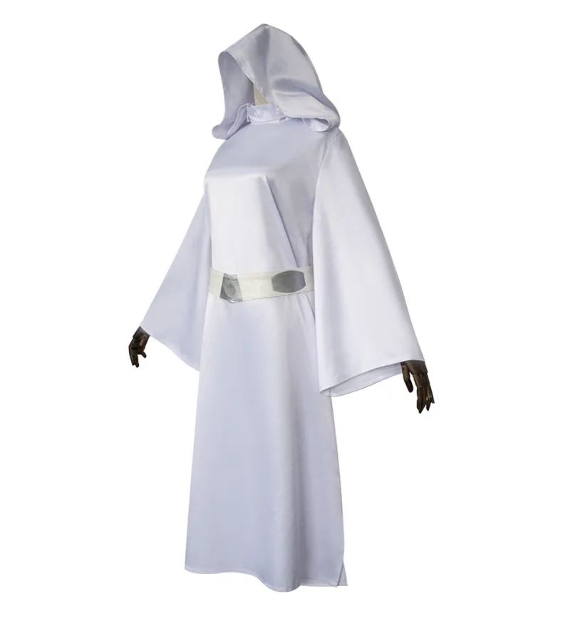 Цветной Карнавальный костюм для косплея «er Purim»; костюм принцессы Леи органзы; Женский костюм для косплея; белое длинное платье с поясом; костюм «Звездные войны»