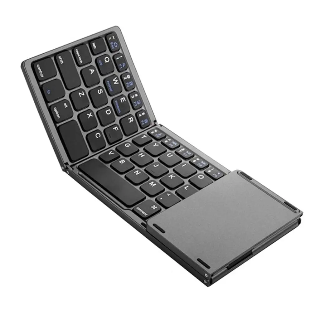 Mini Compact Triple Folding Keyboard Portable Cool Wireless Phone Tablet Keyboard With Mouse Touchpad