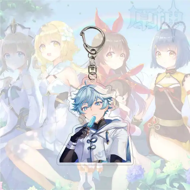 애니메이션 만화 Genshin 충격 키 체인 아크릴 양면 투명 키 체인 링 Keyring 액세서리 쥬얼리 팬 선물 용품