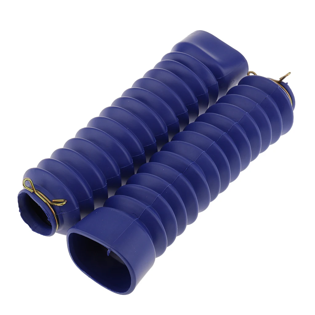 1 Pair Motorcycle Soft Rubber Front Fork Cover Gaiters Gators Boots - Blue
