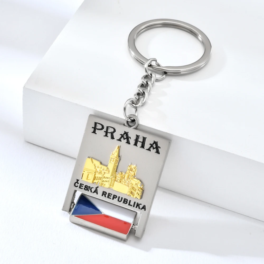 Praha знаменитый брелок в форме зданий флаг Чехии квадратный металлический