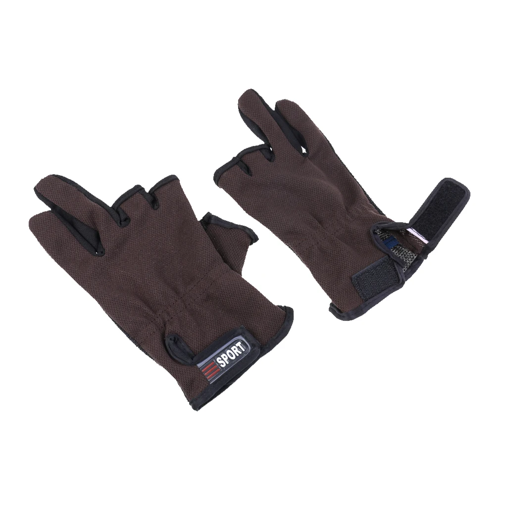 1 Pair Anti Slip 3 Low Cut Finger Fishing Gloves With Adjustable Wrist Strap Fishing Gloves for Fishing Camping 