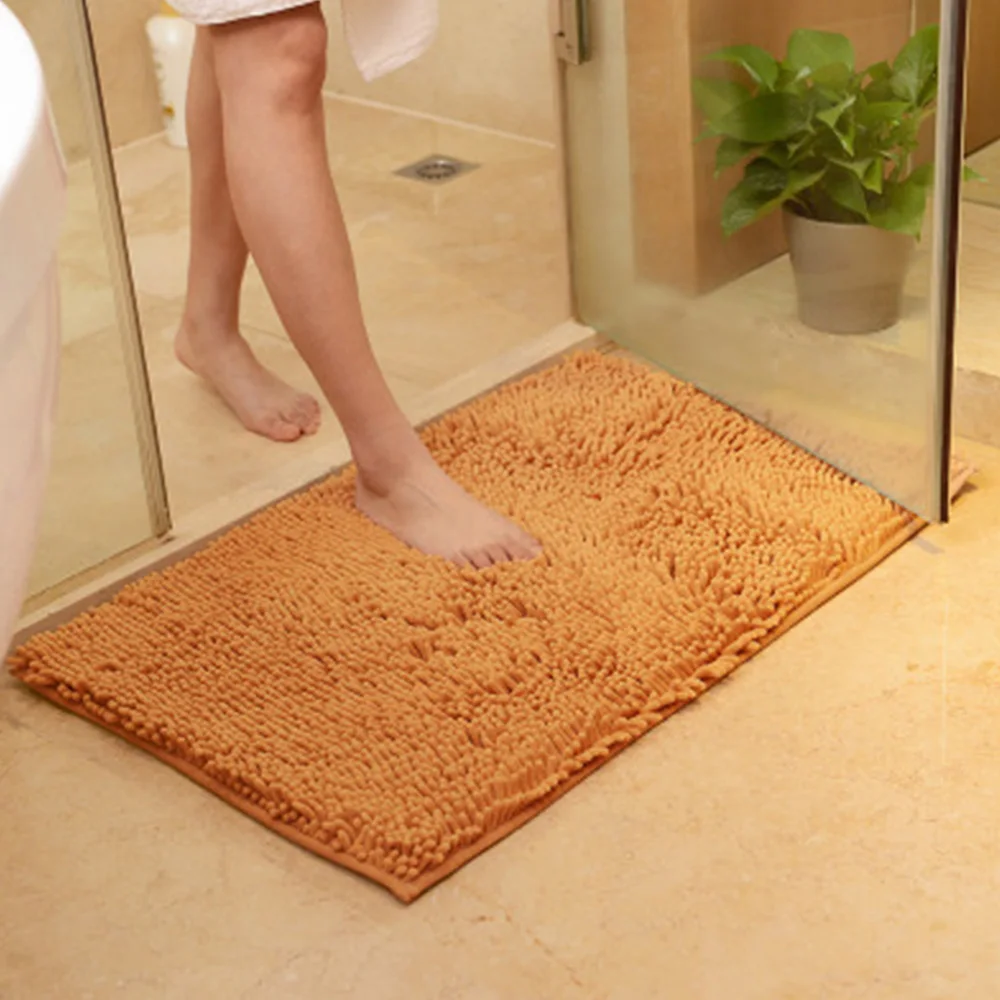 Bath Mat Shaggy Microfiber Soft Bathroom Shower Rug Non-Slip Backing 4 Colours new