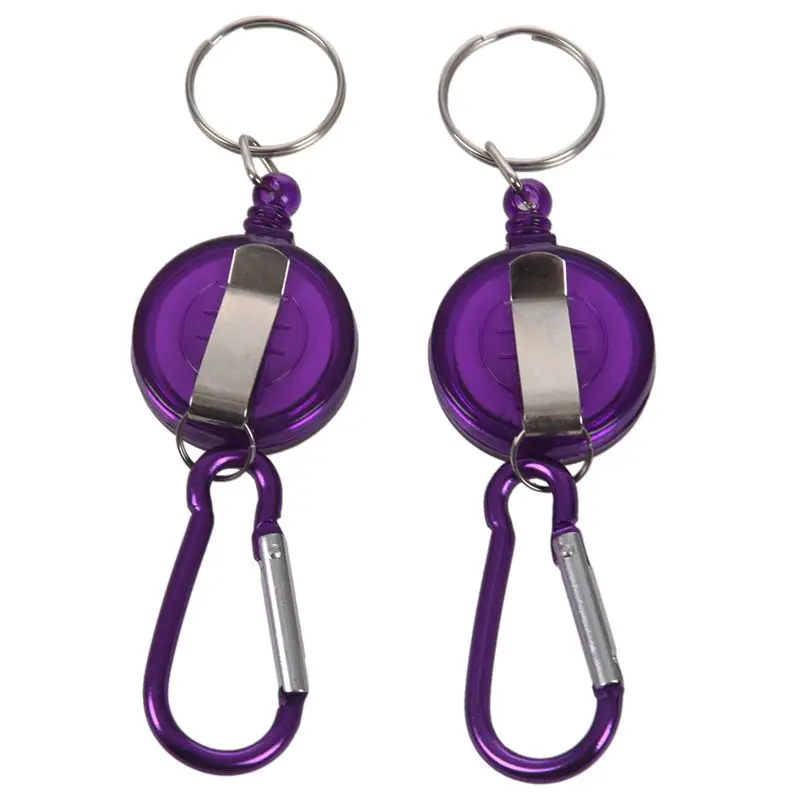 2 PCS BADGE REEL- RETRACTABLE RECOIL YOYO SKI PASS ID CARD HOLDER KEY CHAIN Color:Blue Amount:2Pcs