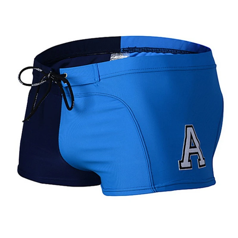 Men Swimwear Color Patchwork Drawstring Lining Swimsuit Man Blue Green Yellow Gray Quick Dry Elastic Breathable Swim Briefs Male - Цвет: Men swimwear-01