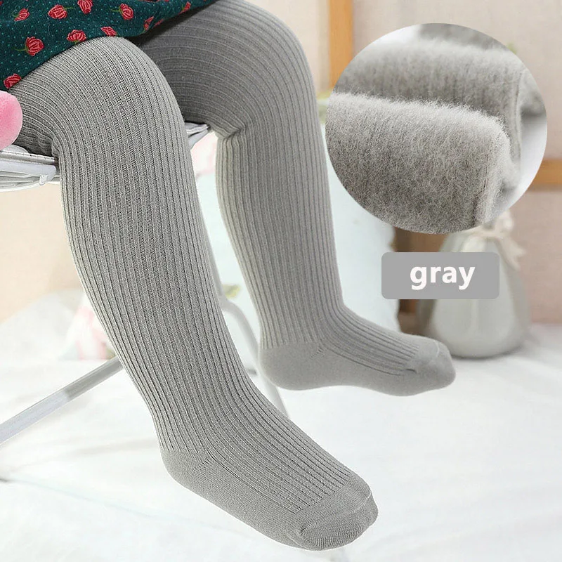 gray Зимние детские колготки; утепленные плюшевые колготки для маленьких девочек; теплые колготки для детей; чулки; гетры - Цвет: gray