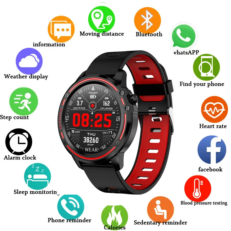 

Midnite L8 Smart Watch Men Women Full Touch Screen ECG+PPG Monitor IP68 Sports Mode bluetooth Music Pedometer Call Reminder