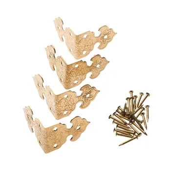 

4Pc Brass Corner Wood Box Feet Leg Corner Protector Chinese Furniture Hardware Metal Crafts Decorative Bracket for Cabinet Trunk