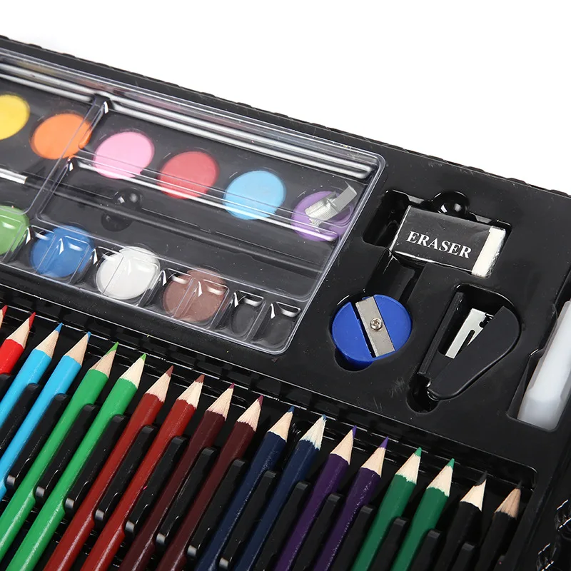 168pcs / Set Drawing Art Kits Children's Set Watercolor Pen Pencil Oil Pastel Crayon Powder Eraser Palette Brush Stationery