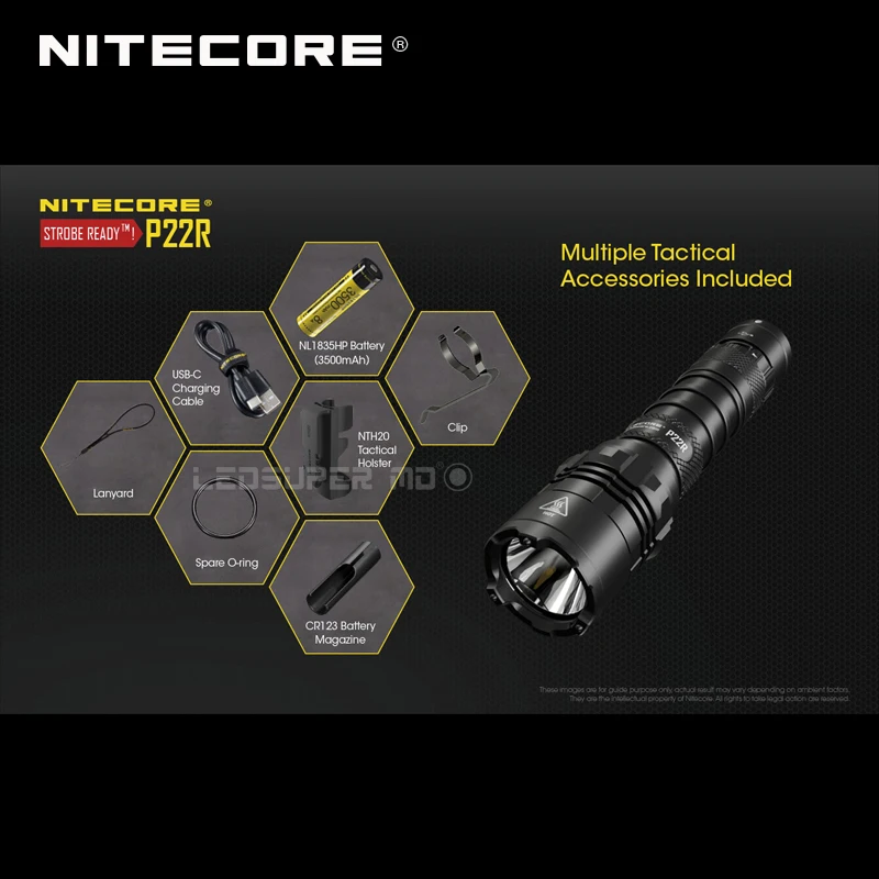 Максимальная производительность NITECORE P22R CREE XHP35 HD светодиодный тактический фонарь 1800 люмен с аккумулятором 3500 мАч и кобурой NTH20