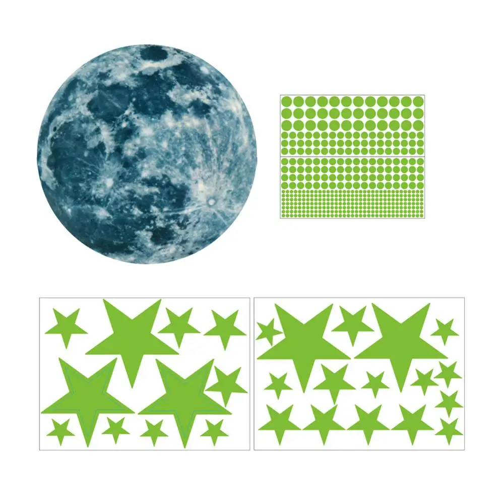 Autocollant Mural Fluorescent en Forme de Lune, Étoiles, Points, Vert,  Shoe, pour Chambre d'Enfant, Plafond, Escaliers, Papier Peint, 30cm, 435  Pièces