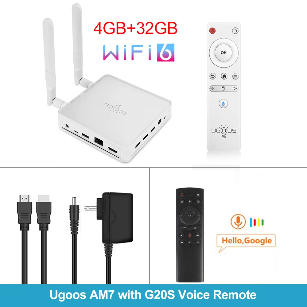 UGOOS AM7 TV BOX Android 11 Amlogic S905X4 DDR4 4GB RAM 32GB ROM Support AV1 CEC HDR WiFi6 1000M BT5.0 OTT 4K TVBOX Set top box 