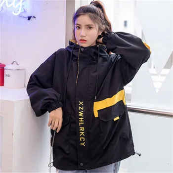 

Casual Hooded Tooling Jacket Women 2020 Autumn Winter Coats New Korean Windbreaker Loose bf Baseball Clothing Girls Tops n1000