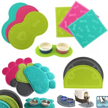 

New Fashion Pet Dog Cat Puppy PVC Placemat Dish Bowl Feeding Food Mat Litter Tray Wipe Clean Pad Paw Shape Placemat