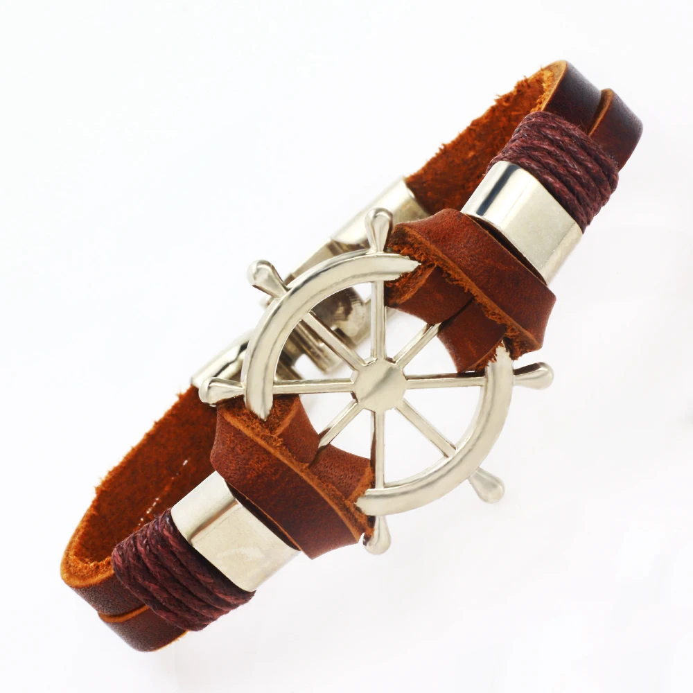 Vintage Brown Leather Bracelets for Men Women