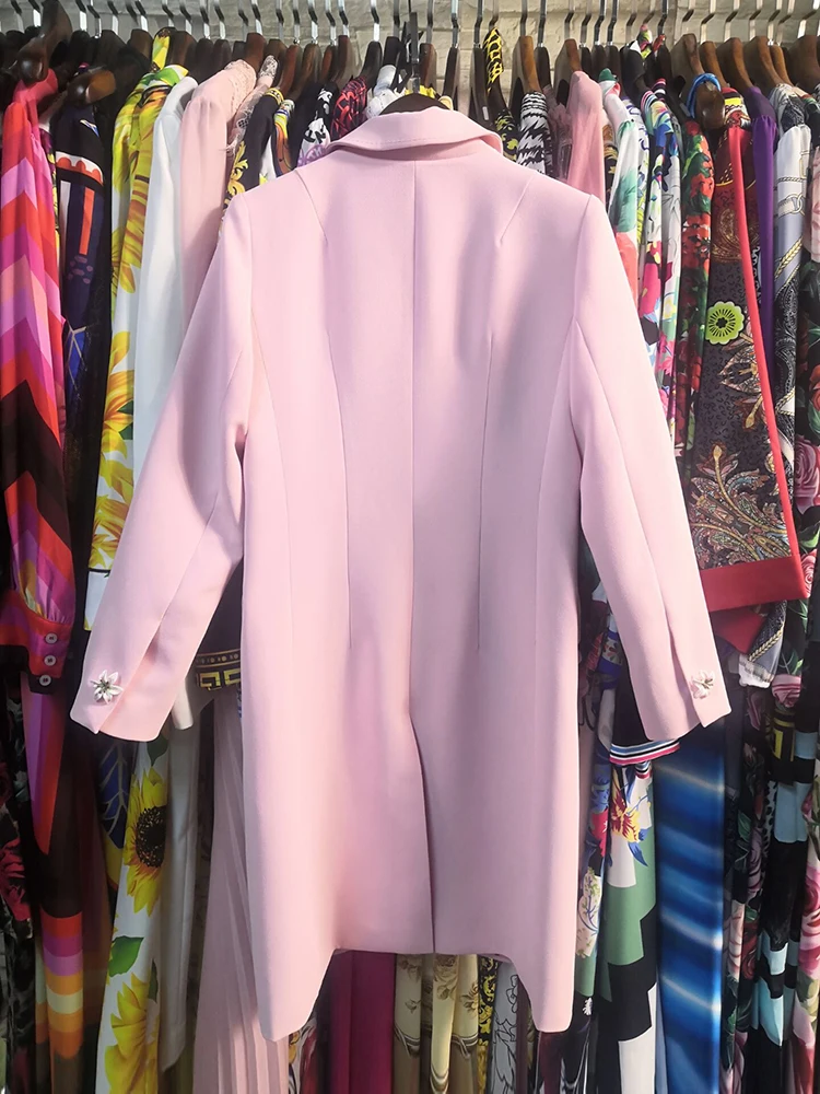 AELESEEN, весеннее новое длинное женское пальто, подиумная Цветочная серия, роскошное 3D украшение лилии, пуговицы, милый розовый Wndbreaker