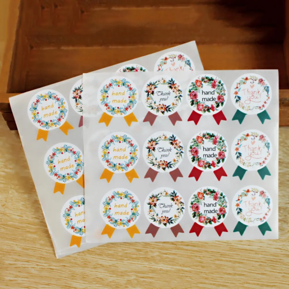 Handmade Sticker Vintage Stickers Kraft Label Sticker DIY Hand Made For Gift Cake Baking Sealing Sticker  60pcs /5 Sheets