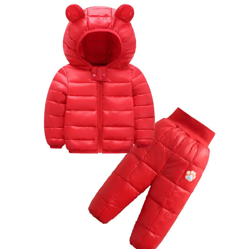 Girls warm down parkas clothing sets winter kids casual hoodies+pants 2pcs tracksuits for baby girls children snow wear suits