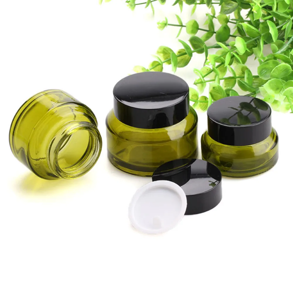 

1pcs 15g/30g/50g Olive Green Cream Jar Refillable Bottles Oblique Shoulder Cream Empty Small Travel Makeup Containers