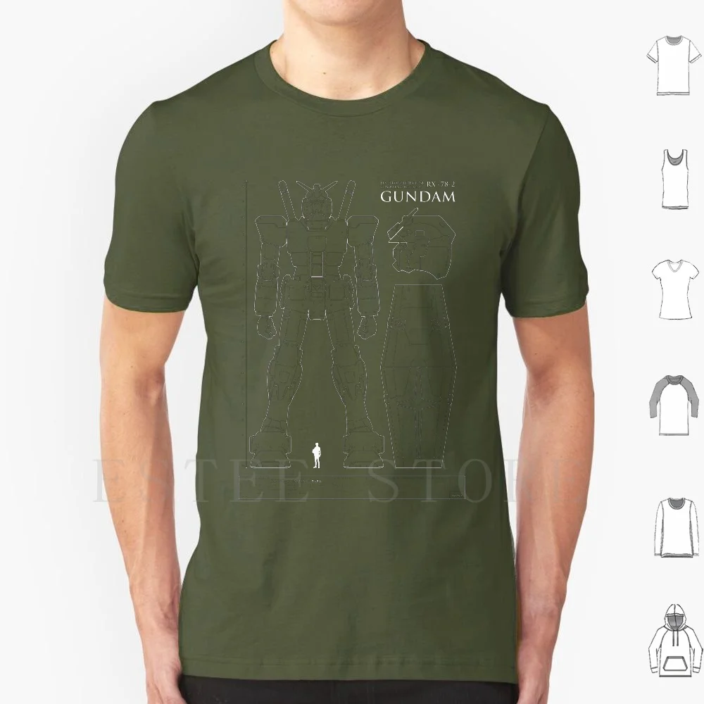 Rx 78-2 T Shirt Uomo Cotone 6Xl Blueprint Gunpla Anime Robot Giapponese Mecha Rx 78 Rx 78 2