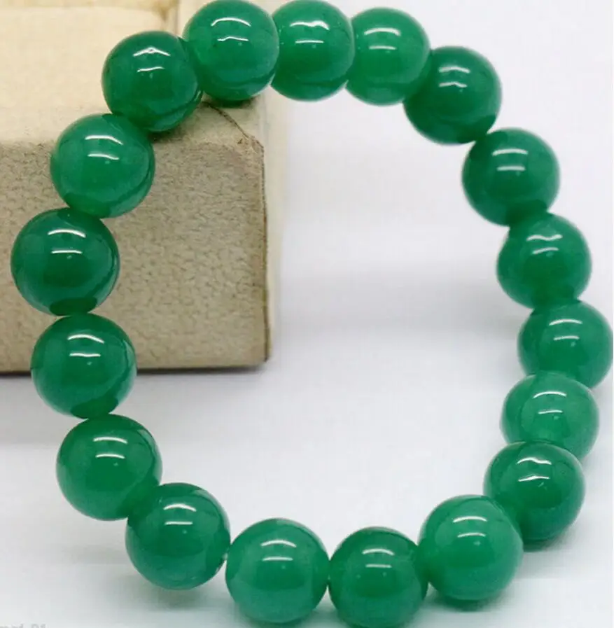 Бесплатная доставка ~! Зеленый Jadeite круглый жесткий браслет из бисера 10 мм |