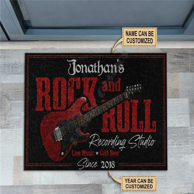 Personalized Electric Guitar Rock And Roll Doormat Non Slip Door Floor Mats Decor Porch Doormat 8