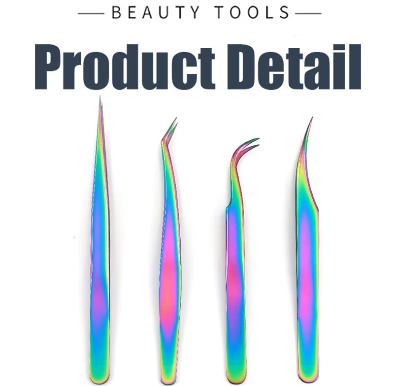Description Picture 3 of item3 PCS False eyelashes Tweezers for eyebrows nail clip cilia soldering lash Fan sticker eyelash extension makeup tools supplies
