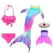Девушки сказки костюм русалки для косплея морская нимфа принцесса одежда хвост русалки для купания и бикини гофрированные топы нижняя часть купального костюма
