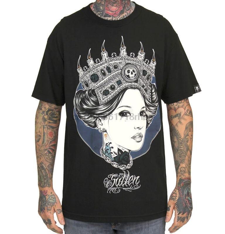不機嫌な威厳女王王冠の宝石黒タトゥー結んでアート紳士 Tシャツ M 2xl T Shirts Aliexpress