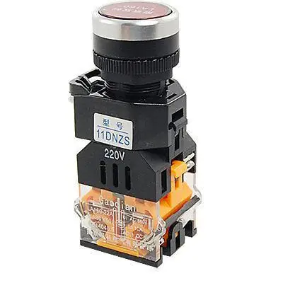 

AC 660V 10A Red Sign Latching Push Button Switch w 220V Lamp Light 1 NO 1 NC