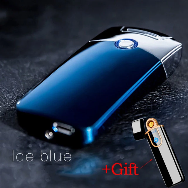 Primo Pulse Arc USB Зажигалка перезаряжаемая беспламенная электронная сигаретная плазма Зажигалка Ветрозащитная электрическая зажигалка USB с подарком - Цвет: Blue