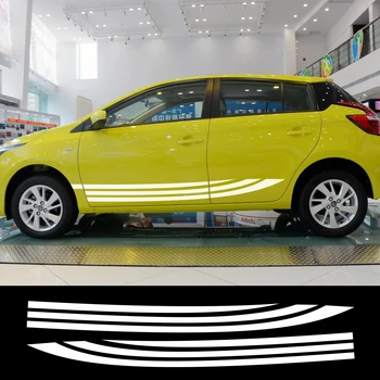 

For Toyota Yaris Car Door Side Skirt Stickers Racing Long Stripes Decals Auto Sport Styling Body Vinyl Decals Tuning Accessories