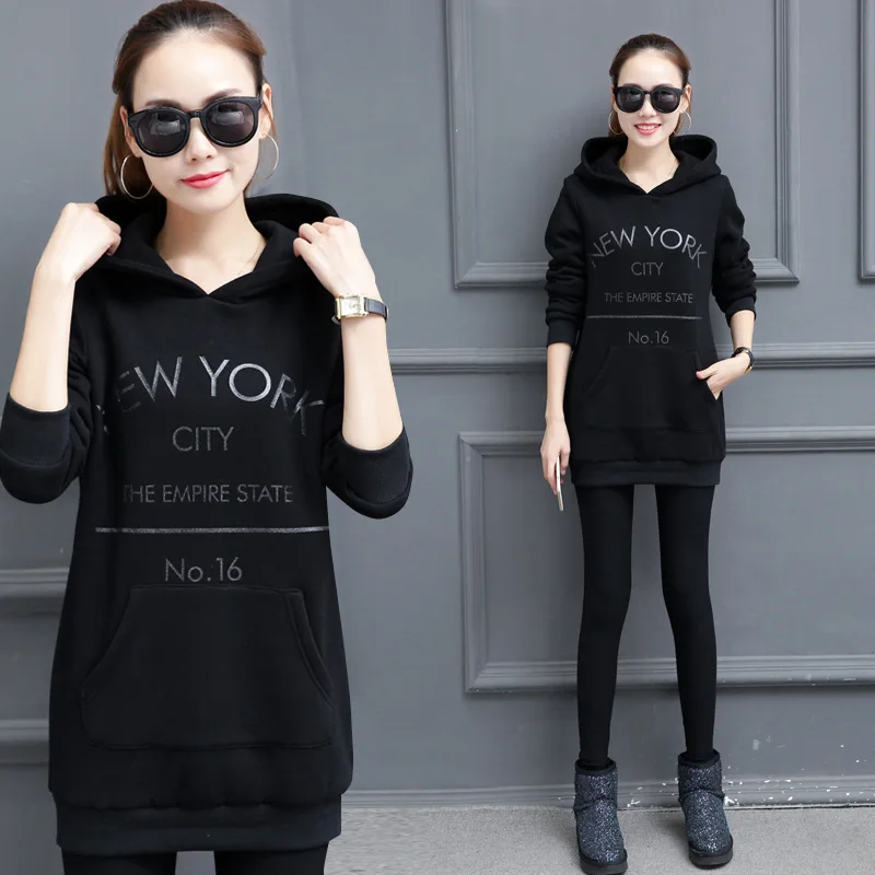 

Fujian Lion Autumn And Winter Large Girl's Mid-length Slim Fit Slimming Hoodie Large Size Women's Coat 3305