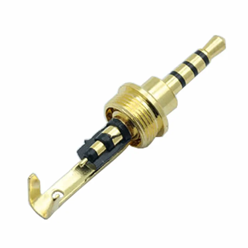 100pcs lot Jack 2 5mm 4 Poles Male Plug Carbon Fiber 4 Pin 2 5mm Stereo Plug Soldering Headphone Wire Connector for 6MM Cable