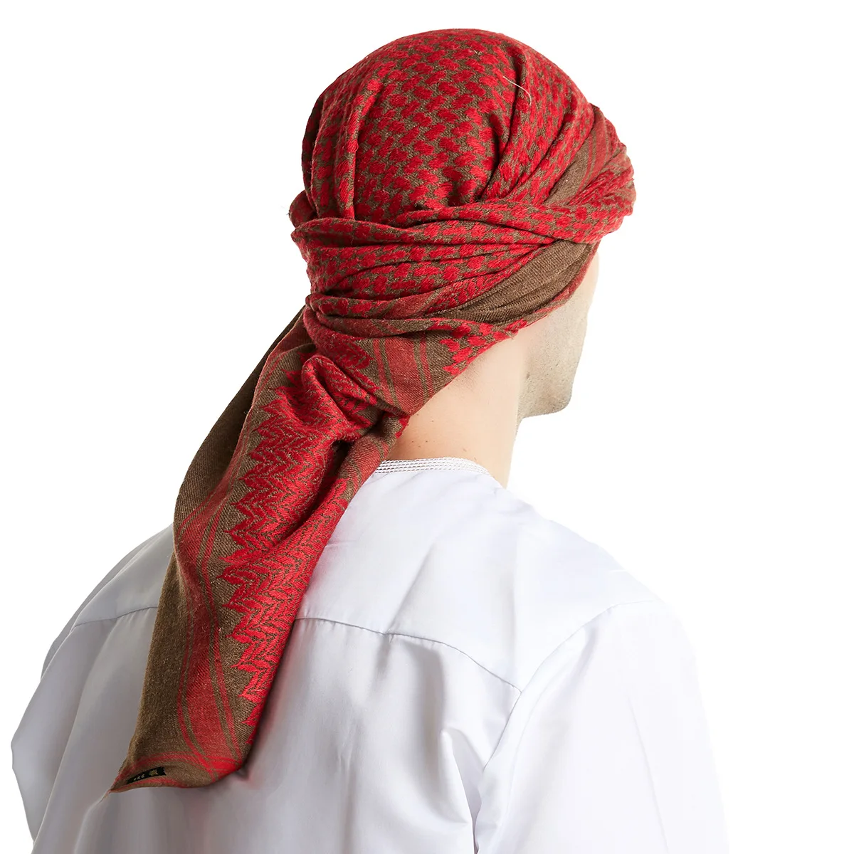 Arab Men Head Scarf Adult Shemagh Keffiyeh Muslim Saudi Tactical Desert Square Wool Scarf Islam Headdress Shawl Turban Eid Gift mens red scarf