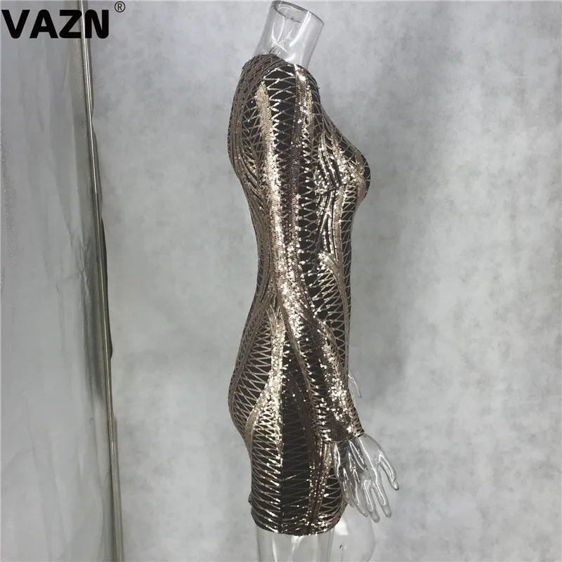 VAZN, горячая Распродажа, для зрелых, неопрятный, с оборками, сексуальный, повседневный стиль, однотонный, длинный рукав, талия, коллекция, эластичное, для женщин, карандаш, тонкое, мини-платье