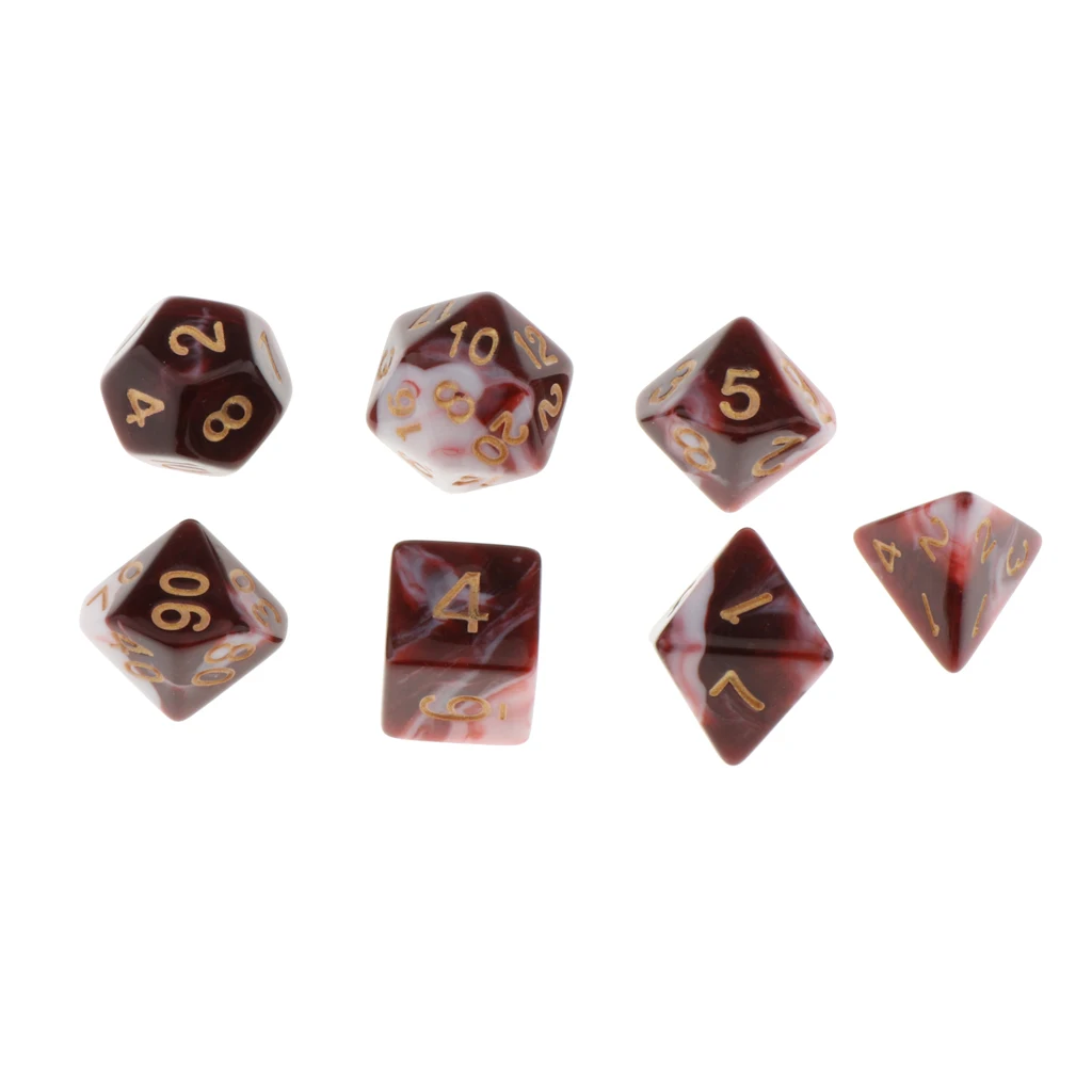 Pack of 7 Polyhedral Dices Table Board Games Party KTV for Dungeon and Dragons Polyhedral Dice Games DND Dice Set Kids Math Toys