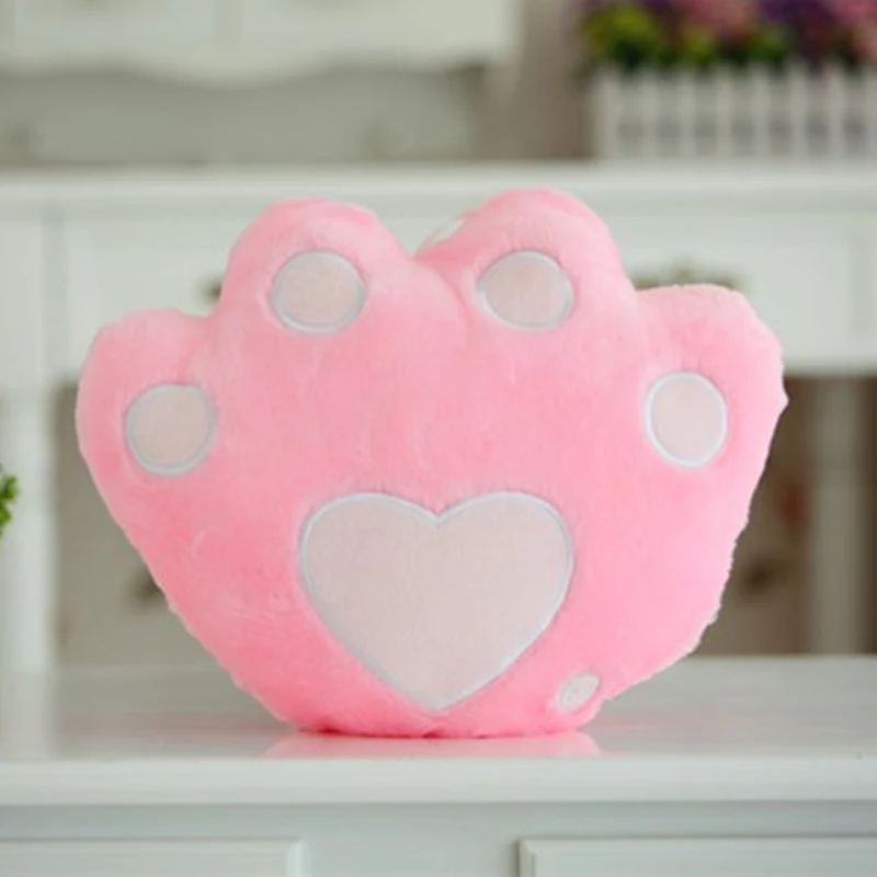 40cm Girls Stuffed Plush Toys Luminous LED Light Bear Paw Pillow Cushion Glowing Doll Gifts Toys for Kids Children - Цвет: Розовый