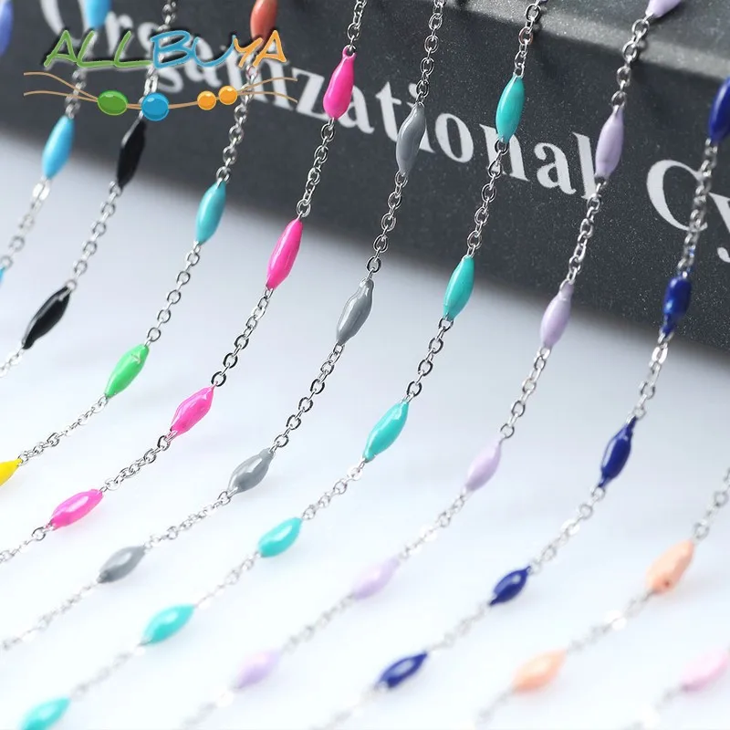 

1 Meter Handmade Stainless Steel Wire Wrapped Rosary Chain Beads for Jewelry Making DIY Bracelets Necklaces Anklets Accessories