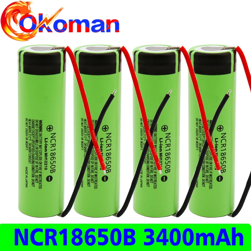 NCR18650B 3,7 v 3400 mah 18650 литиевая аккумуляторная батарея фонарик батареи+ провод