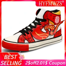 HYFMWZS/красная высокая парусиновая обувь; модная повседневная прогулочная обувь; Zapatos De Hombre; индивидуальная граффити; zapatillas hombre Deportiva Splice