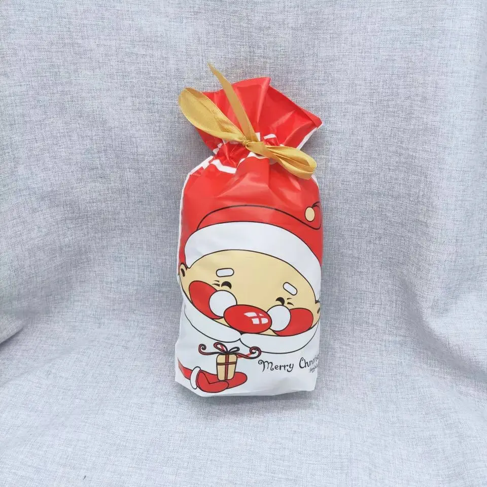 santa 10 шт./партия, рождественский подарок, чулки мешки, Счастливого Рождества, олень, медведь, на шнурке, Упаковочные сумки, Хэллоуин, печенье конфеты, сумки Navidad - Цвет: santa