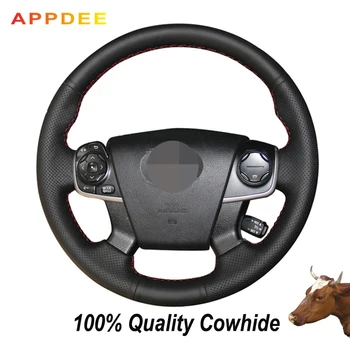 

Hand-stitched Black Genuine Leather Steering Wheel Cover for Toyota Land Cruiser 2008-2015 Sequoia 2008-2011 Tundra 07-2011