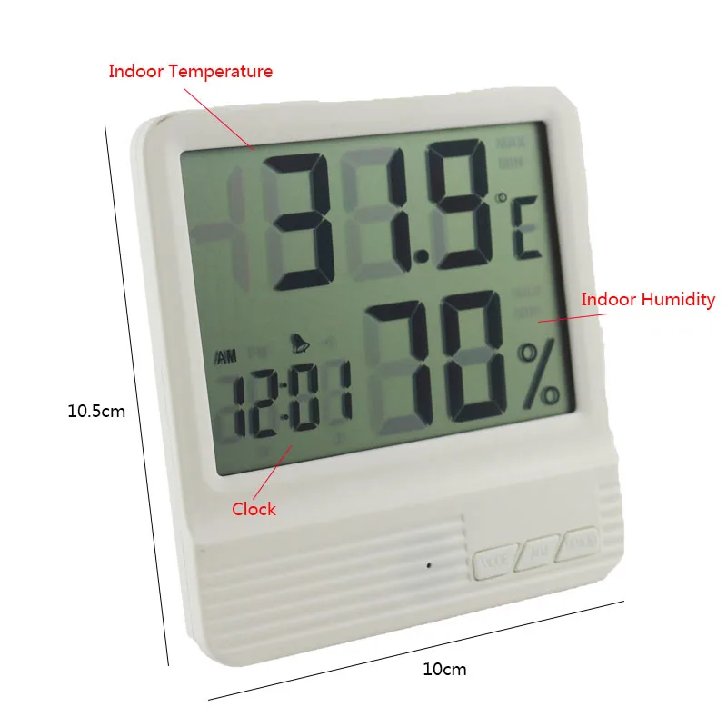 Комнатный термометр, гигрометр, будильник с ЖК-дисплеем, цифровой измеритель температуры-10~ 70 градусов Цельсия для домашней метеостанции