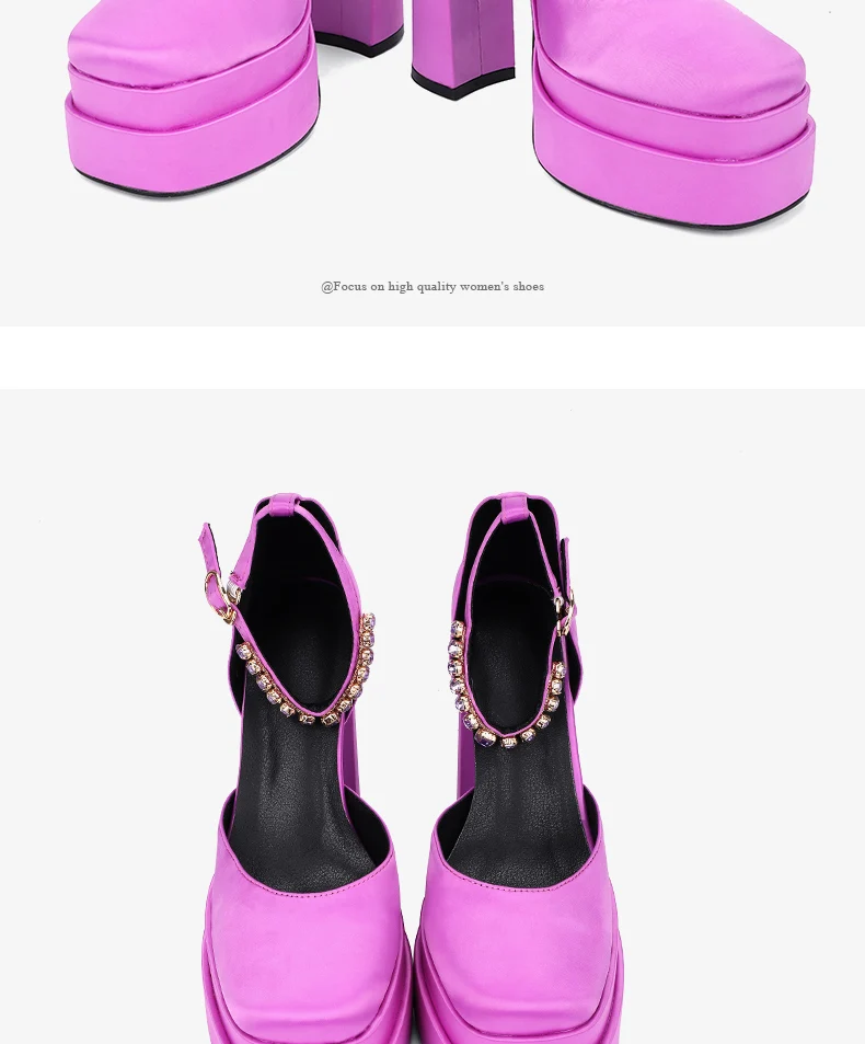 2021 New Ladies Sandals Summer Shoes Sexy Thick High Heels Thick Platform Buckle Crystal Dress Party Wedding Shoes Woman Pumps